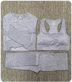 2/3/5PCS Seamless Women Sports Suits Yoga Set Workout Sportswear Gym Clothing Fitness Long Sleeve Crop Top High Waist Leggings