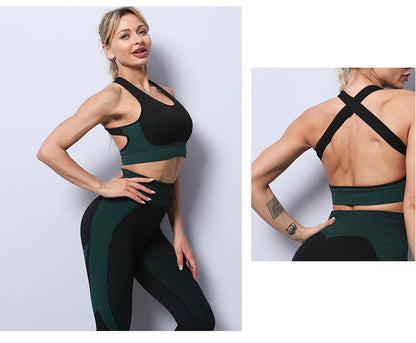 2/3PCS Seamless Women Yoga Set Workout Sportswear Gym Clothing Fitness Long Sleeve Crop Top High Waist Leggings Sports Suits