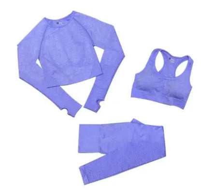 2/3/5PCS Seamless Women Sports Suits Yoga Set Workout Sportswear Gym Clothing Fitness Long Sleeve Crop Top High Waist Leggings