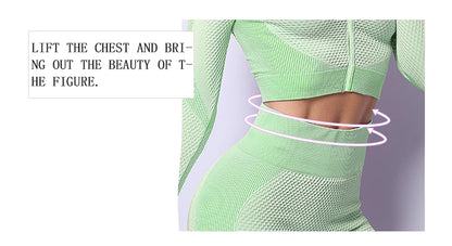 2/3PCS Seamless Women Yoga Set Workout Sportswear Gym Clothing Fitness Long Sleeve Crop Top High Waist Leggings Sports Suits