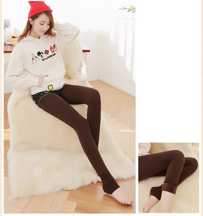 Women Leggings Winter Warm Thicken Velvet Elastic High Waist Leggings Fleece Casual Solid Tights Skinny Sexy Body Socks Leggins