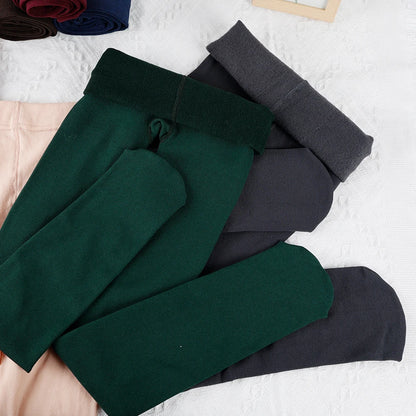 Winter Warm Leggings Women's Thermal Pants Polar Pantyhose Sock Lined Pants Velvet Tights Skin Effect High Waist Wool Leggings