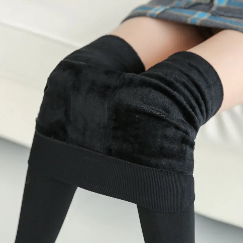 Women Leggings Winter Warm Thicken Velvet Elastic High Waist Leggings Fleece Casual Solid Tights Skinny Sexy Body Socks Leggins