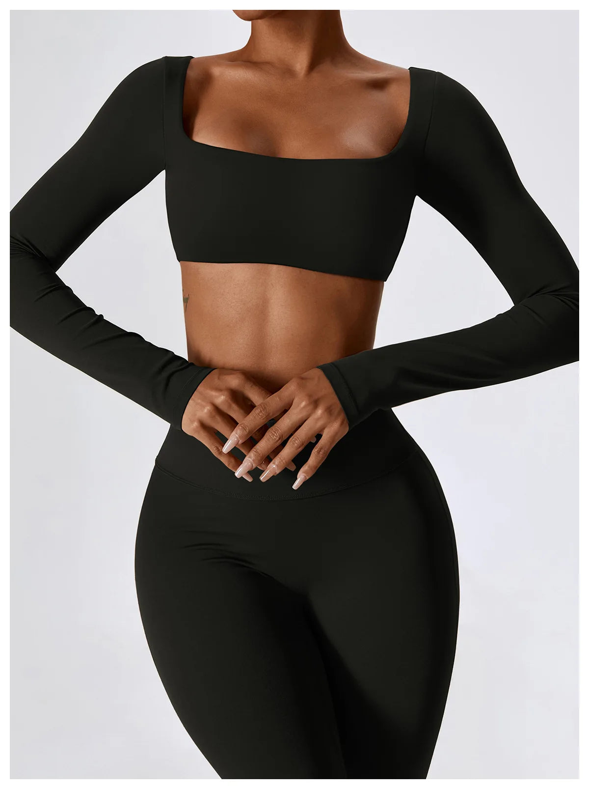 2 Pieces Women Tracksuit Yoga Set Workout Sportswear Gym Clothing Fitness Long Sleeve Crop Top High Waist Leggings Sports Suits