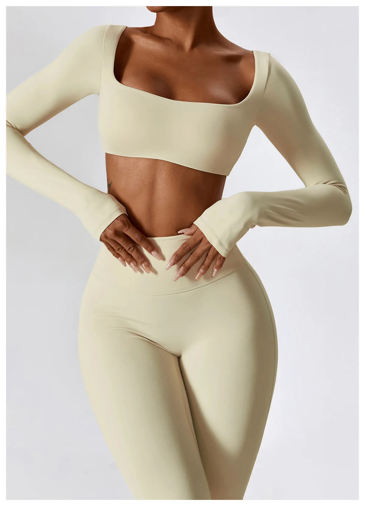 2 Pieces Women Tracksuit Yoga Set Workout Sportswear Gym Clothing Fitness Long Sleeve Crop Top High Waist Leggings Sports Suits