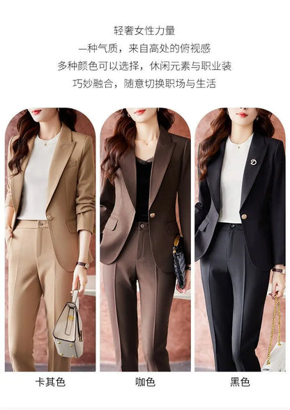 Women's Autumn New Fashion Professional Suit Matching Set 2023 Korean Elegant Casual Blazer Coat Pants Two-piece Female Clothing