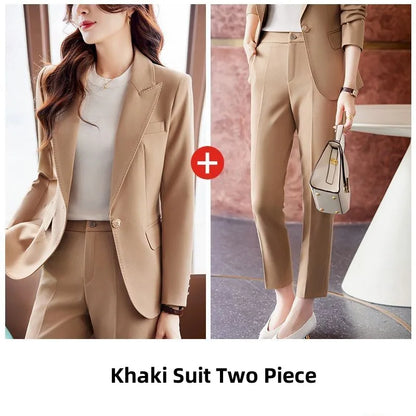 Women's Autumn New Fashion Professional Suit Matching Set 2023 Korean Elegant Casual Blazer Coat Pants Two-piece Female Clothing