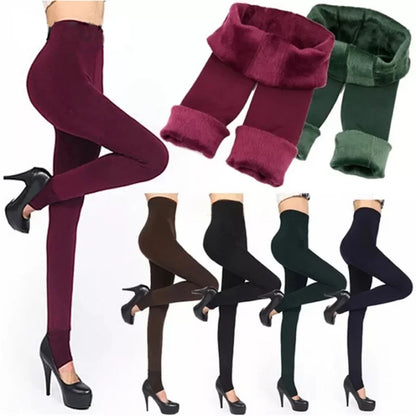 Winter Warm Leggings Women's Thermal Pants Polar Pantyhose Sock Lined Pants Velvet Tights Skin Effect High Waist Wool Leggings