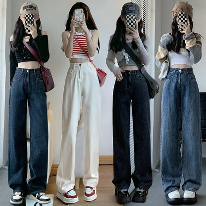 ZOENOVA High Waisted Jeans Y2K Fashion Women Clothing Blue Black Straight Leg Denim Pants Trousers Mom Jean Baggy Trousers Tall