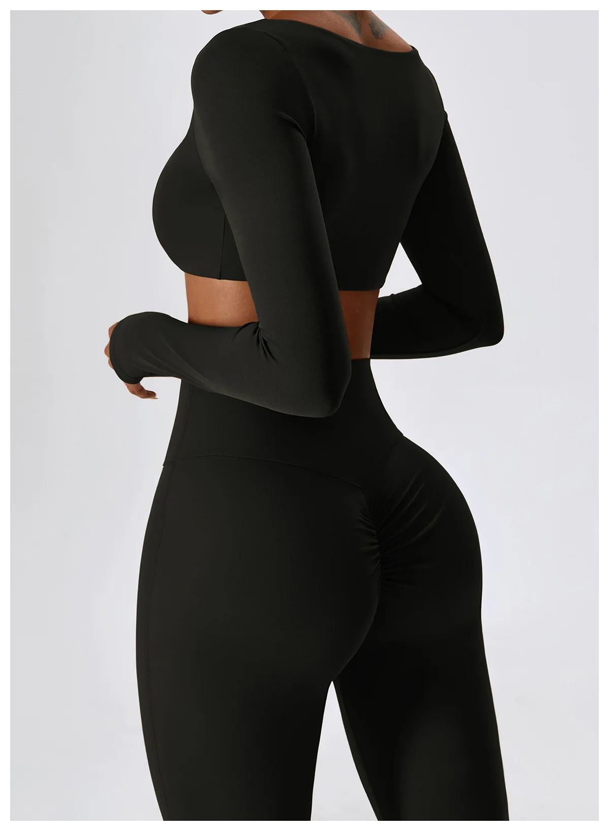 2 Pieces Women Tracksuit Yoga Set Workout Sportswear Gym Clothing Fitness Long Sleeve Crop Top High Waist Leggings Sports Suits