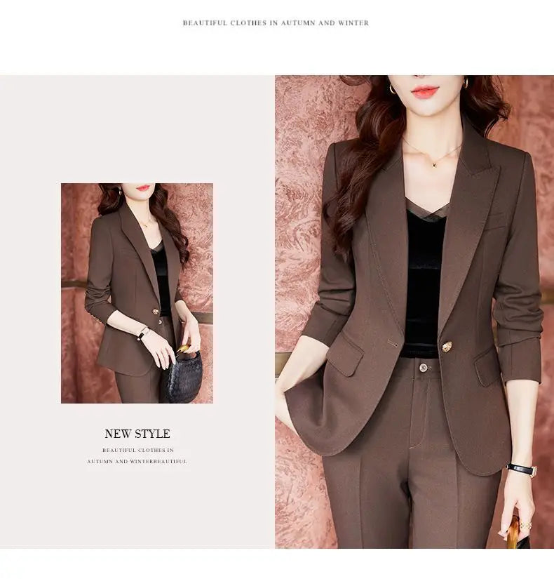 Women's Autumn New Fashion Professional Suit Matching Set 2023 Korean Elegant Casual Blazer Coat Pants Two-piece Female Clothing