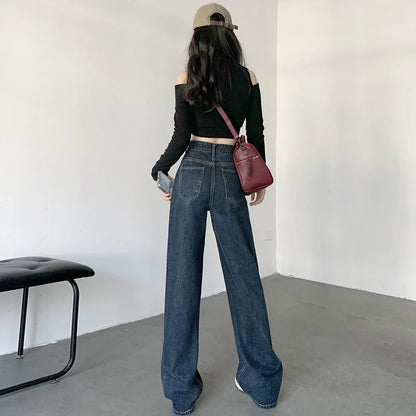 ZOENOVA High Waisted Jeans Y2K Fashion Women Clothing Blue Black Straight Leg Denim Pants Trousers Mom Jean Baggy Trousers Tall