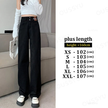 Winter Jeans Women Fleece Warm Denim Trousers High Waist Casual Loose Female Denim Pants Thick Velvet Cotton Wide Leg Woman Jean