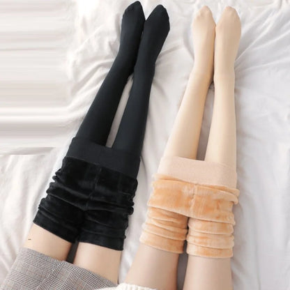 Winter Warm Leggings Women's Thermal Pants Polar Pantyhose Sock Lined Pants Velvet Tights Skin Effect High Waist Wool Leggings