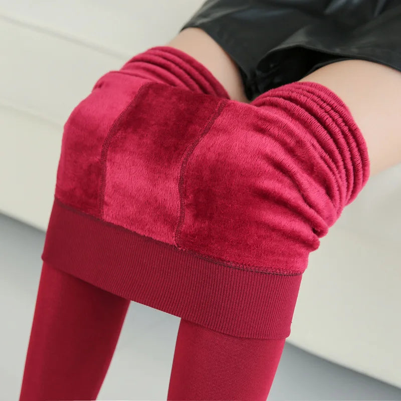 Women Leggings Winter Warm Thicken Velvet Elastic High Waist Leggings Fleece Casual Solid Tights Skinny Sexy Body Socks Leggins