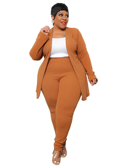 Wmstar Plus Size Two Piece Outfits Women Matching Suit Solid Top Leggings Pants Sets Casual Fall Winter Wholesale Dropshipping