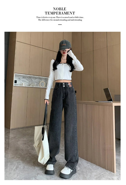 Winter Jeans Women Fleece Warm Denim Trousers High Waist Casual Loose Female Denim Pants Thick Velvet Cotton Wide Leg Woman Jean