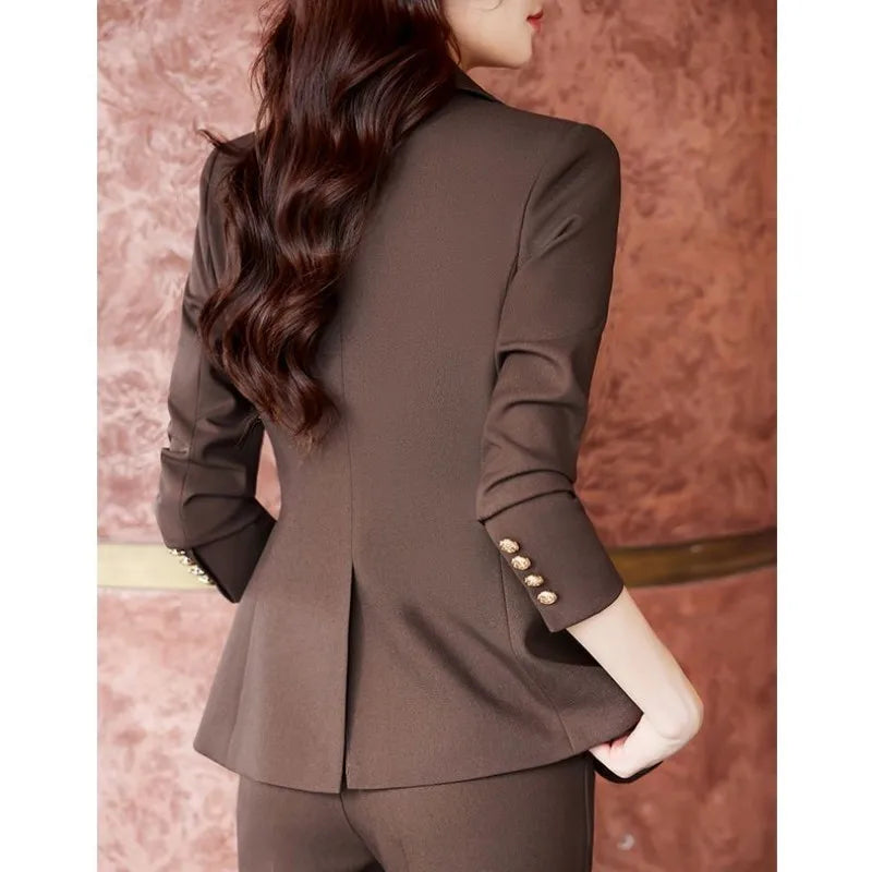 Women's Autumn New Fashion Professional Suit Matching Set 2023 Korean Elegant Casual Blazer Coat Pants Two-piece Female Clothing