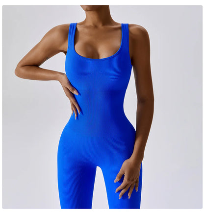 Women's  Yoga One Piece Tracksuit Jumpsuit Seamless Sportswear Yoga Suit Gym Push Ups Fitness Workout Bodysuit