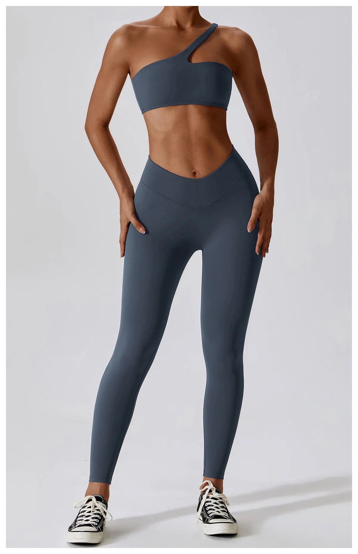 Women Sexy Sport Yoga Set Outfit Fitness Workout Clothes Diagonal Shoulder Sports Top Leggings Suit Leisure Running Sportwear