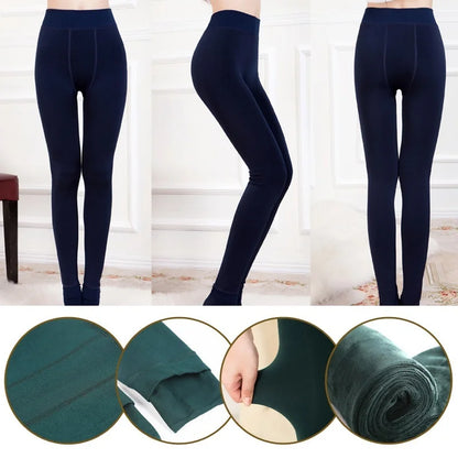 Winter Warm Leggings Women's Thermal Pants Polar Pantyhose Sock Lined Pants Velvet Tights Skin Effect High Waist Wool Leggings