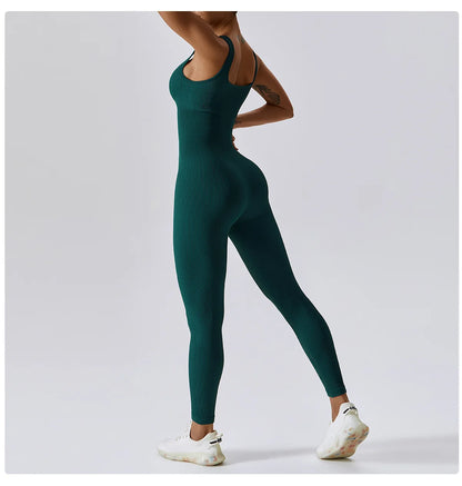 Women's  Yoga One Piece Tracksuit Jumpsuit Seamless Sportswear Yoga Suit Gym Push Ups Fitness Workout Bodysuit