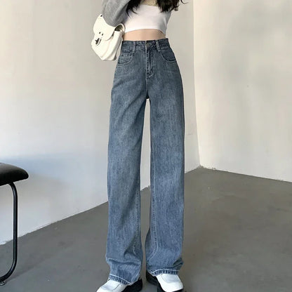 ZOENOVA High Waisted Jeans Y2K Fashion Women Clothing Blue Black Straight Leg Denim Pants Trousers Mom Jean Baggy Trousers Tall