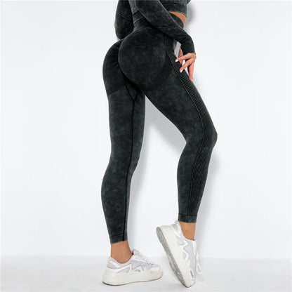 Women Seamless Yoga Set Fitness Sports Suits Gym Clothing Long Sleeve Crop Top Shirts High Waist Running Leggings Workout Pants