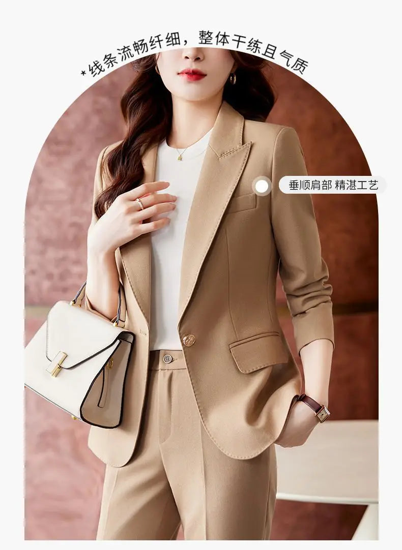 Women's Autumn New Fashion Professional Suit Matching Set 2023 Korean Elegant Casual Blazer Coat Pants Two-piece Female Clothing