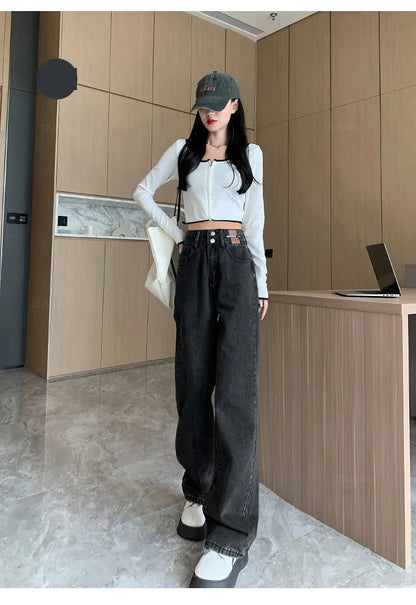 Winter Jeans Women Fleece Warm Denim Trousers High Waist Casual Loose Female Denim Pants Thick Velvet Cotton Wide Leg Woman Jean