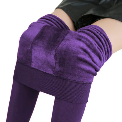 Women Leggings Winter Warm Thicken Velvet Elastic High Waist Leggings Fleece Casual Solid Tights Skinny Sexy Body Socks Leggins