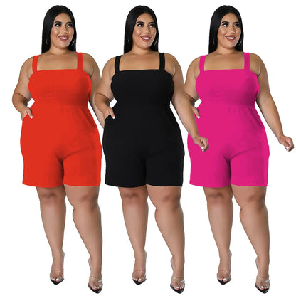 Wmstar Plus Size Romper Women Jumpsuit Clothing Solid Slip Corset Sexy Casual Shorts New Style Summer Wholesale Dropshipping