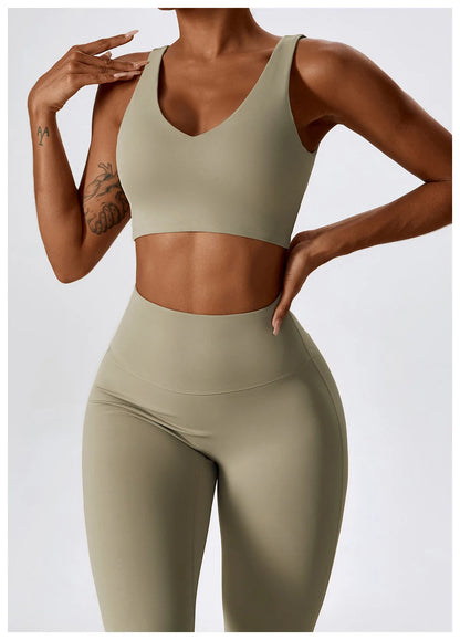 2 Pieces Women Tracksuit Yoga Set Workout Sportswear Gym Clothing Fitness Long Sleeve Crop Top High Waist Leggings Sports Suits