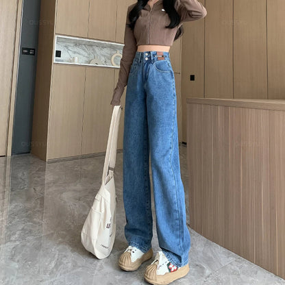 Winter Jeans Women Fleece Warm Denim Trousers High Waist Casual Loose Female Denim Pants Thick Velvet Cotton Wide Leg Woman Jean