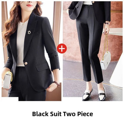 Women's Autumn New Fashion Professional Suit Matching Set 2023 Korean Elegant Casual Blazer Coat Pants Two-piece Female Clothing