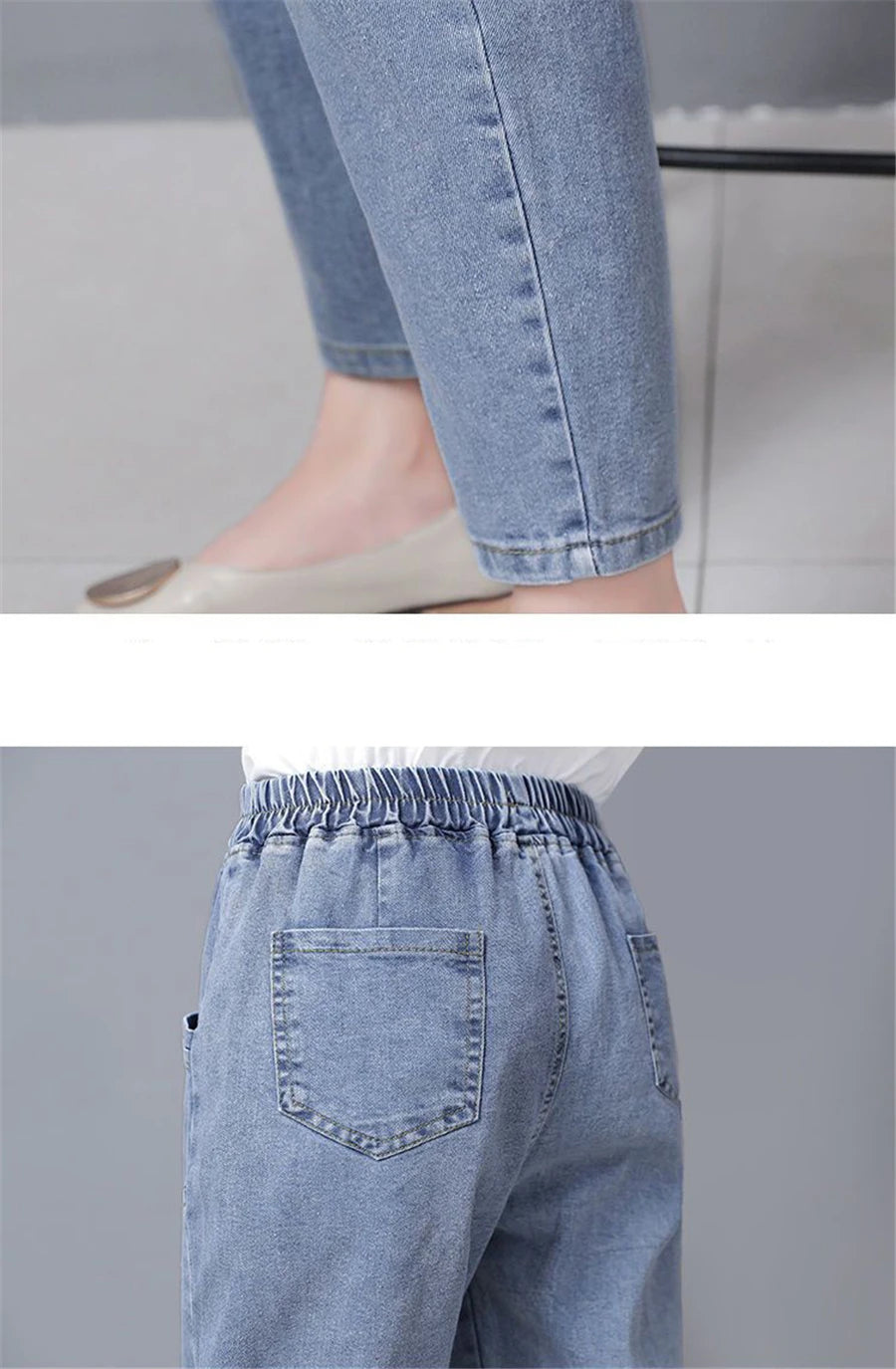 Vintage High Waist Ankle-length Blue Jeans Harem Elastic Denim Pants Large Size 4xl Woman Jogger Vaqueros Casual Baggy Spodnie