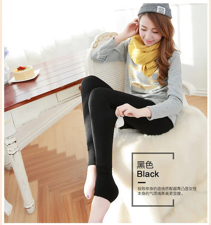 Women Leggings Winter Warm Thicken Velvet Elastic High Waist Leggings Fleece Casual Solid Tights Skinny Sexy Body Socks Leggins