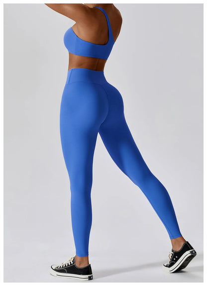 Women Sexy Sport Yoga Set Outfit Fitness Workout Clothes Diagonal Shoulder Sports Top Leggings Suit Leisure Running Sportwear