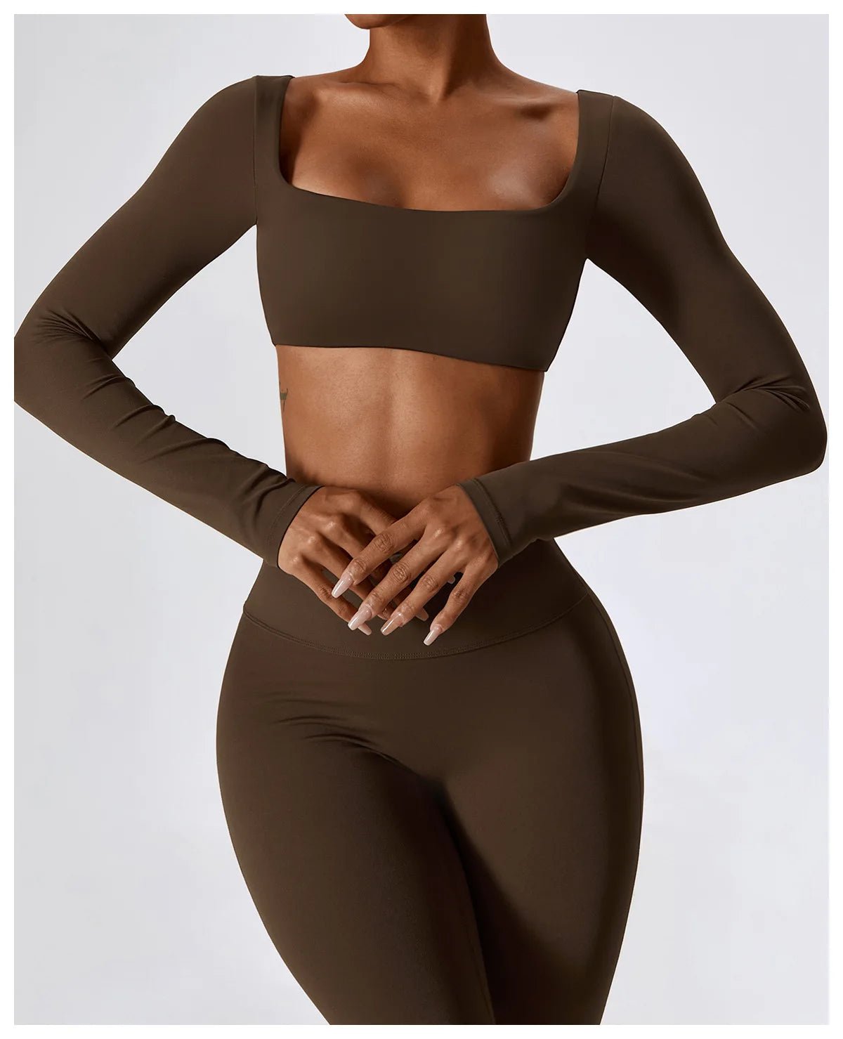 2 Pieces Women Tracksuit Yoga Set Workout Sportswear Gym Clothing Fitness Long Sleeve Crop Top High Waist Leggings Sports Suits