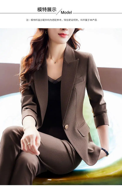 Women's Autumn New Fashion Professional Suit Matching Set 2023 Korean Elegant Casual Blazer Coat Pants Two-piece Female Clothing