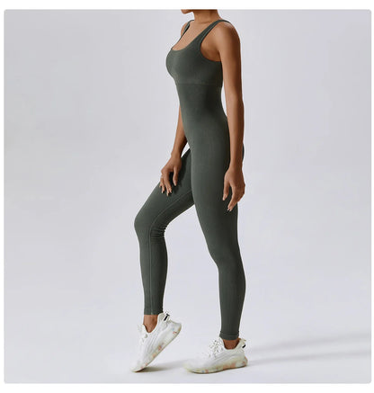 Women's  Yoga One Piece Tracksuit Jumpsuit Seamless Sportswear Yoga Suit Gym Push Ups Fitness Workout Bodysuit