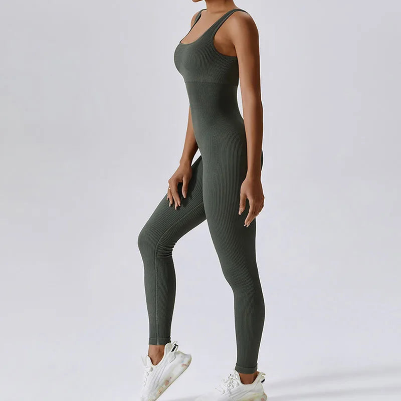 Women's  Yoga One Piece Tracksuit Jumpsuit Seamless Sportswear Yoga Suit Gym Push Ups Fitness Workout Bodysuit