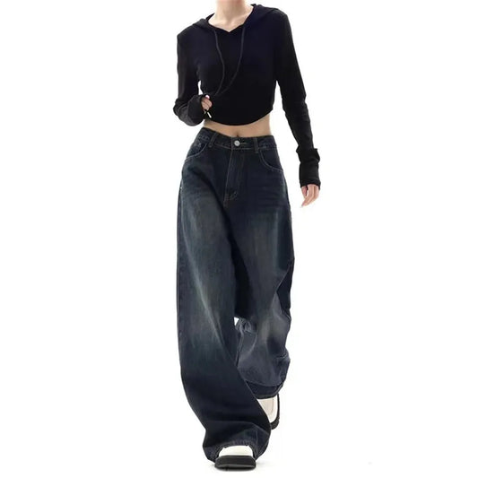 Vintage High Waist Wide Leg Baggy Jeans Harajuku Grunge Straight Denim Trousers Oversized Street Loose Y2k Pants Korean Fashion