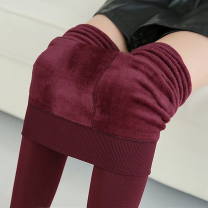 Women Leggings Winter Warm Thicken Velvet Elastic High Waist Leggings Fleece Casual Solid Tights Skinny Sexy Body Socks Leggins