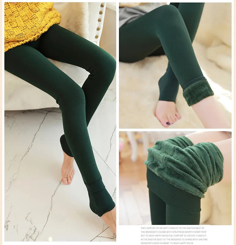 Women Leggings Winter Warm Thicken Velvet Elastic High Waist Leggings Fleece Casual Solid Tights Skinny Sexy Body Socks Leggins