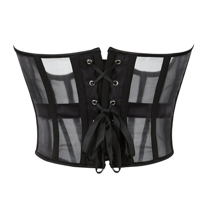 Women Underbust Curve Shaper Modeling Strap Slimming Bustier Girdle Crop Top Sexy Gothic Mesh Breathable Corset Top