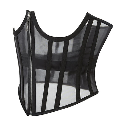 Women Underbust Curve Shaper Modeling Strap Slimming Bustier Girdle Crop Top Sexy Gothic Mesh Breathable Corset Top