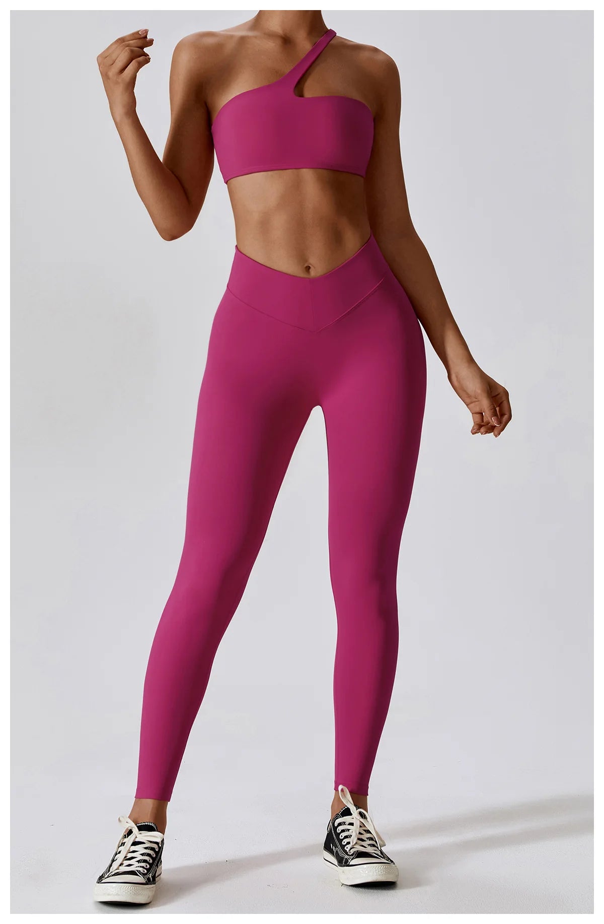 Women Sexy Sport Yoga Set Outfit Fitness Workout Clothes Diagonal Shoulder Sports Top Leggings Suit Leisure Running Sportwear